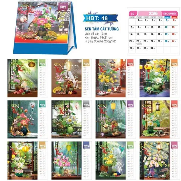 mẫu lịch bàn đẹp chất lượng 