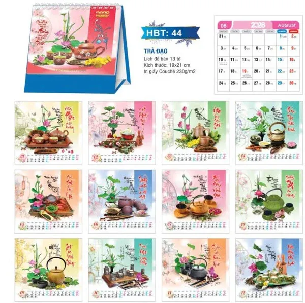 Mẫu lịch hoa trà đạo