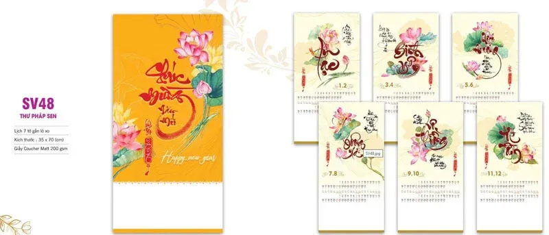 mẫu lịch tết hoa sen