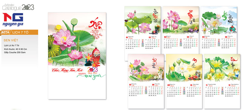 Lịch 7 tờ lò xo 2023