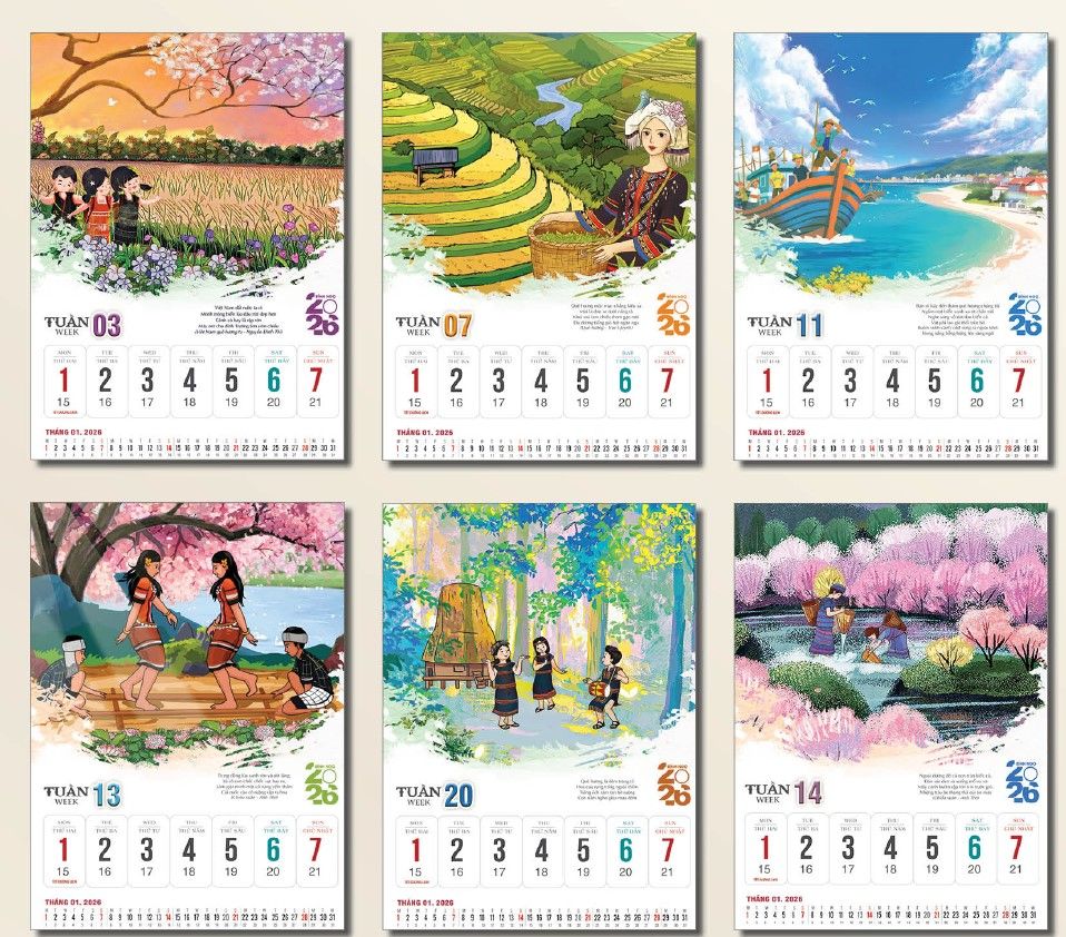 mẫu lịch 52 tuần bông sen đẹp để bạn tham khảo
