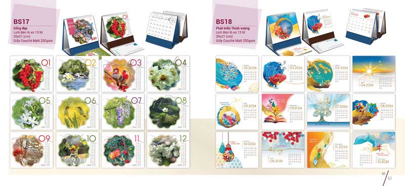 Lịch bàn chữ A mã số 09