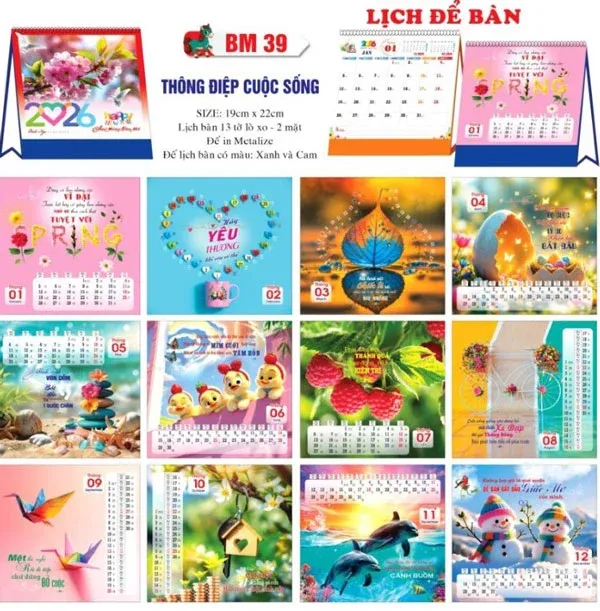 mẫu lịch để bàn thông điệp cuộc sống