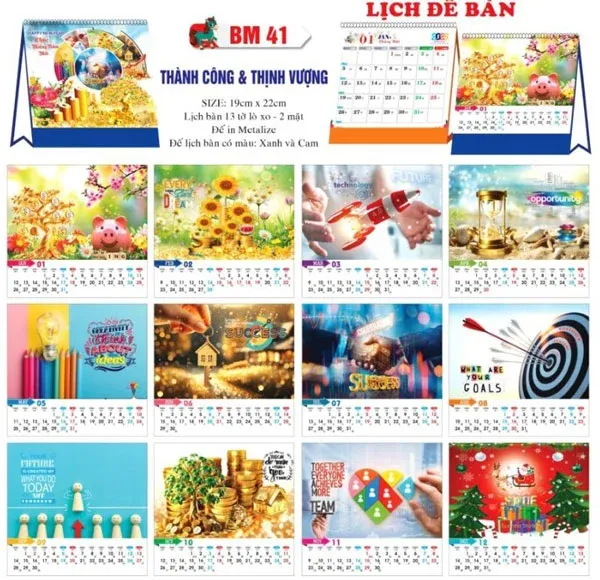 Mẫu lịch để bàn thành công thịnh vượng 2026