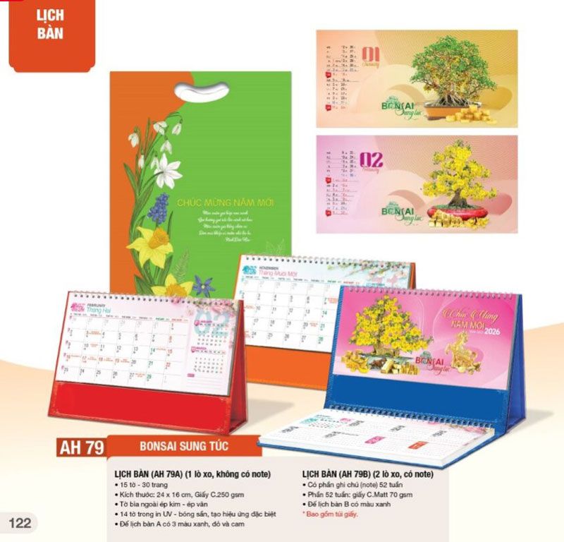 mẫu lịch bàn bonsai đẹp