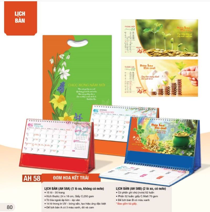 Lịch bàn đơm hoa kết trái