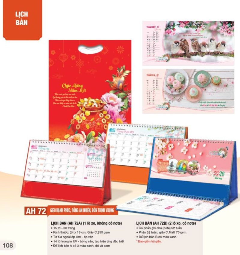 mẫu lịch bàn giao hạnh phúc an nhiên, đón thịnh vượng