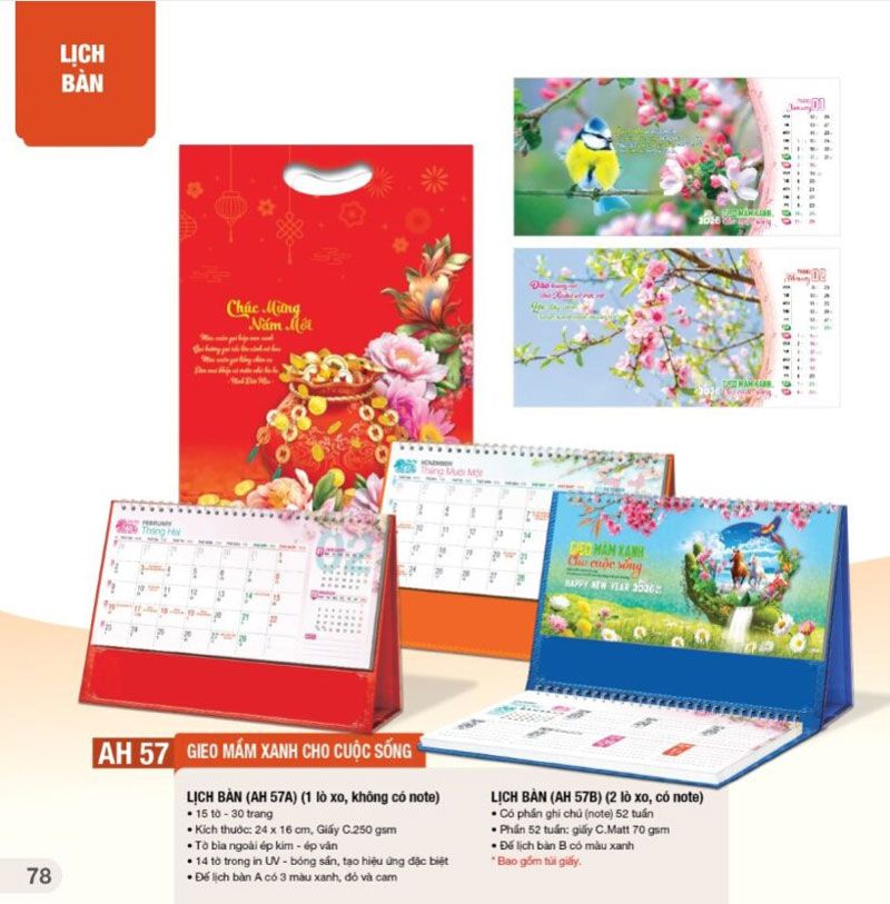 mẫu lịch bàn gieo mầm cuộc sống