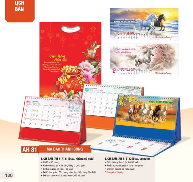 mẫu lịch bàn mã đáo thành công