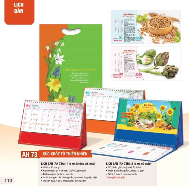 mẫu lịch bàn sống khỏe