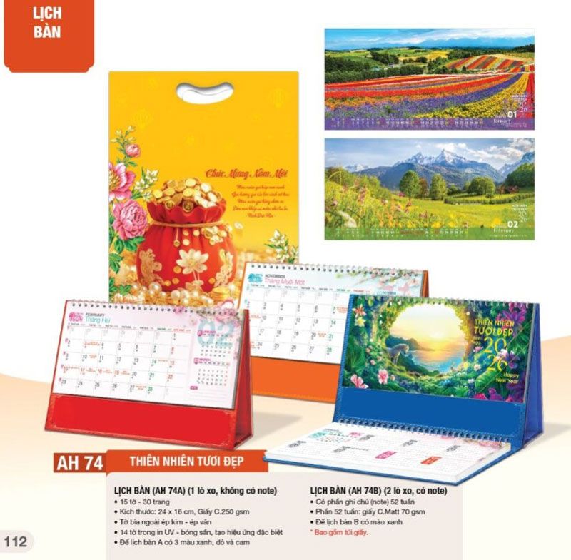 mẫu lịch bàn thiên nhiên tươi đẹp