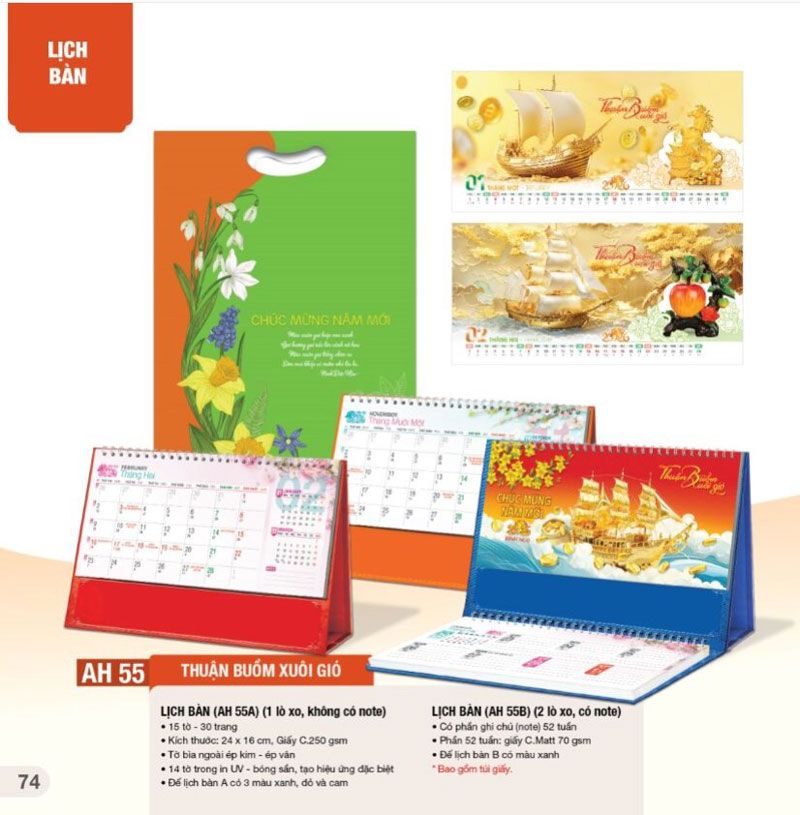 mẫu lịch bàn thuận buồm xuôi gió