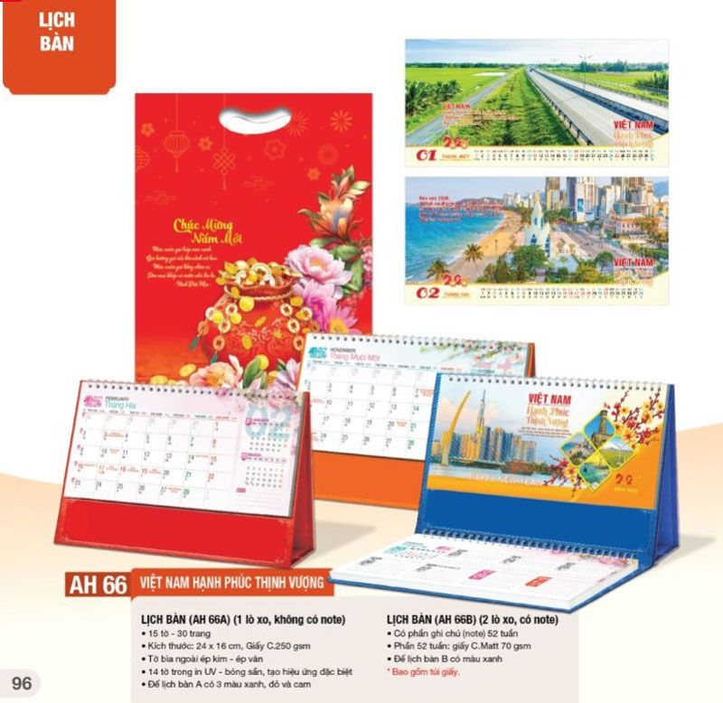 mẫu lịch bàn Việt Nam hạnh phúc thịnh vượng