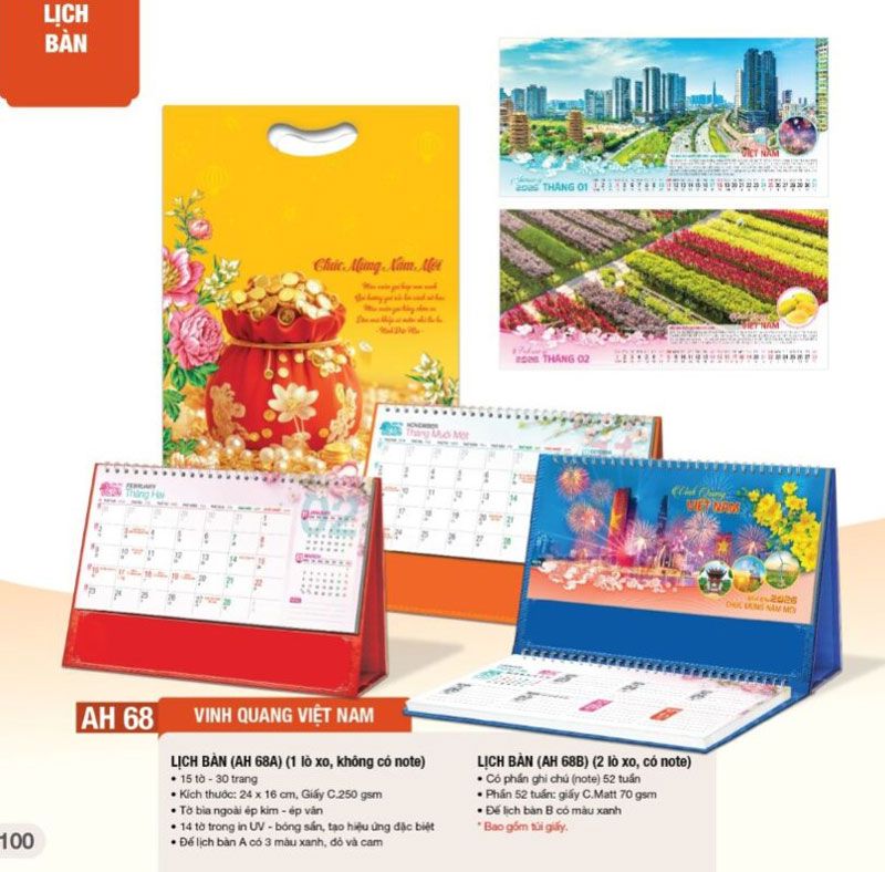 mẫu lịch bàn vinh quang Việt Nam