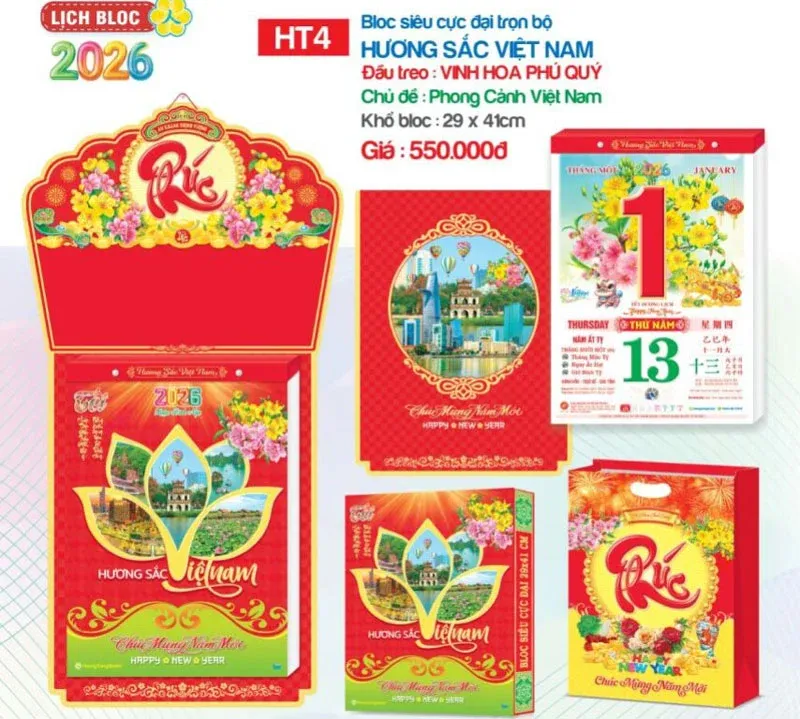 mẫu lịch bloc vinh hoa phú quý