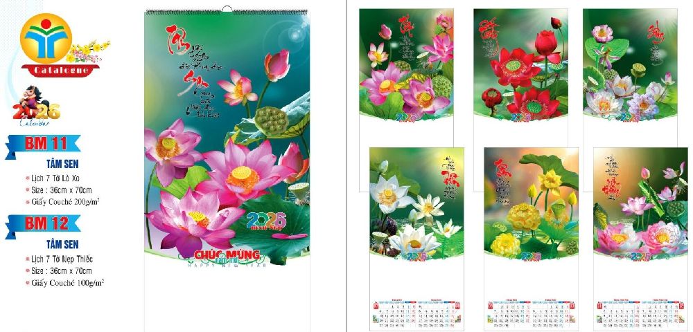 Lịch treo tường tâm sen