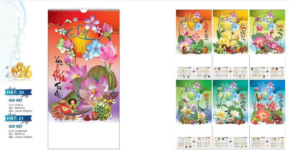 mẫu lịch hoa sen