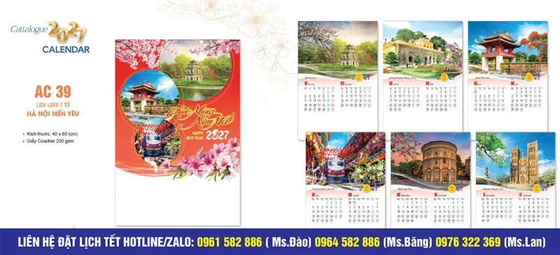 lịch tết treo tường Hà Nội mến yêu