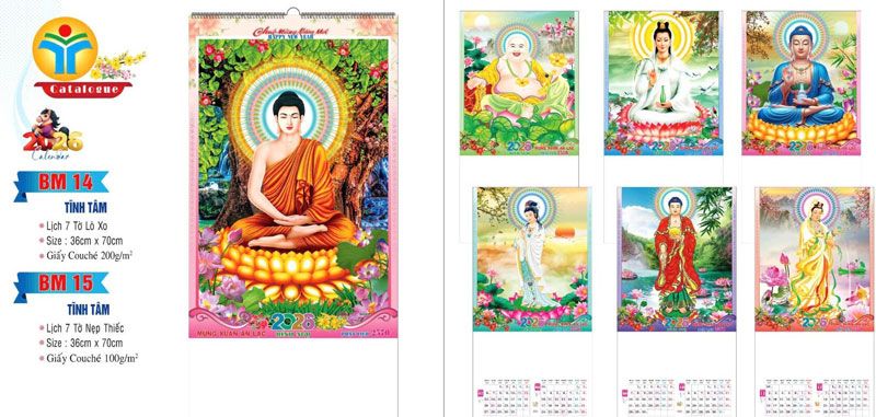 mẫu lịch tết treo tường tịnh tâm 