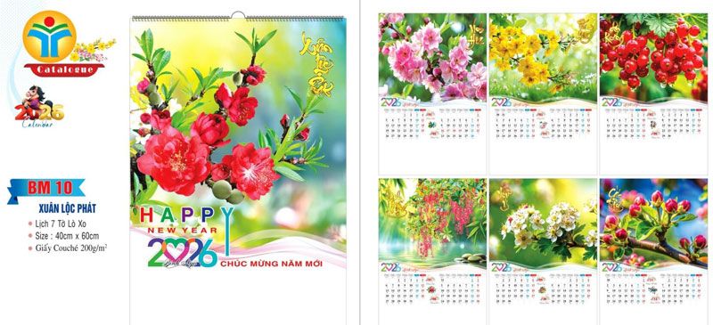 mẫu lịch treo tường xuân lộc phát