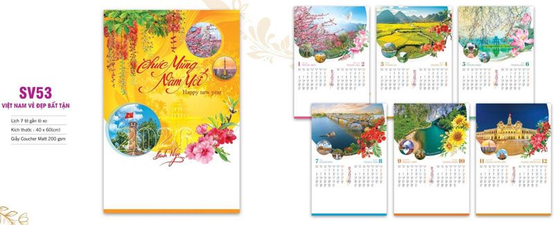 mẫu lịch treo tường vẻ đẹp bất tận